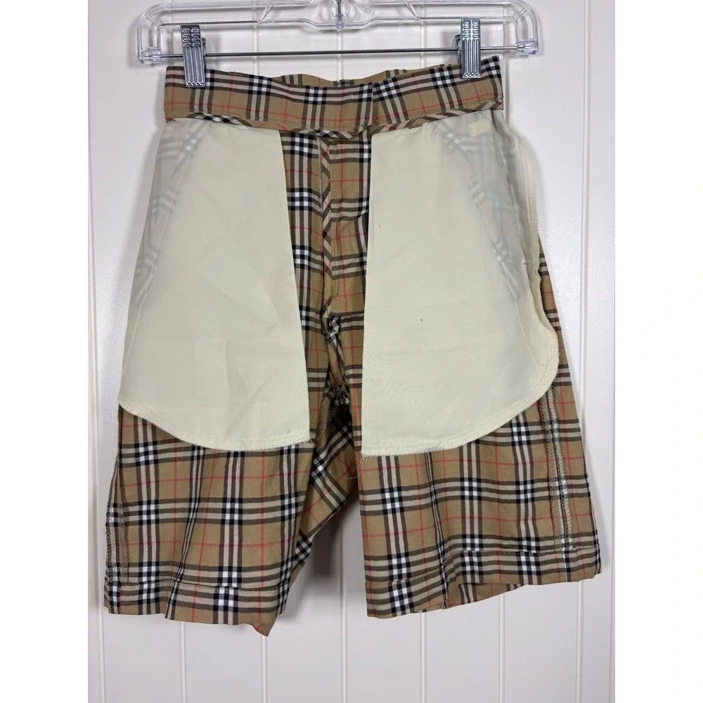Vintage Burberry Golf Nova Check Shorts US 6 Tan Plaid High Rise Bermuda Cotton